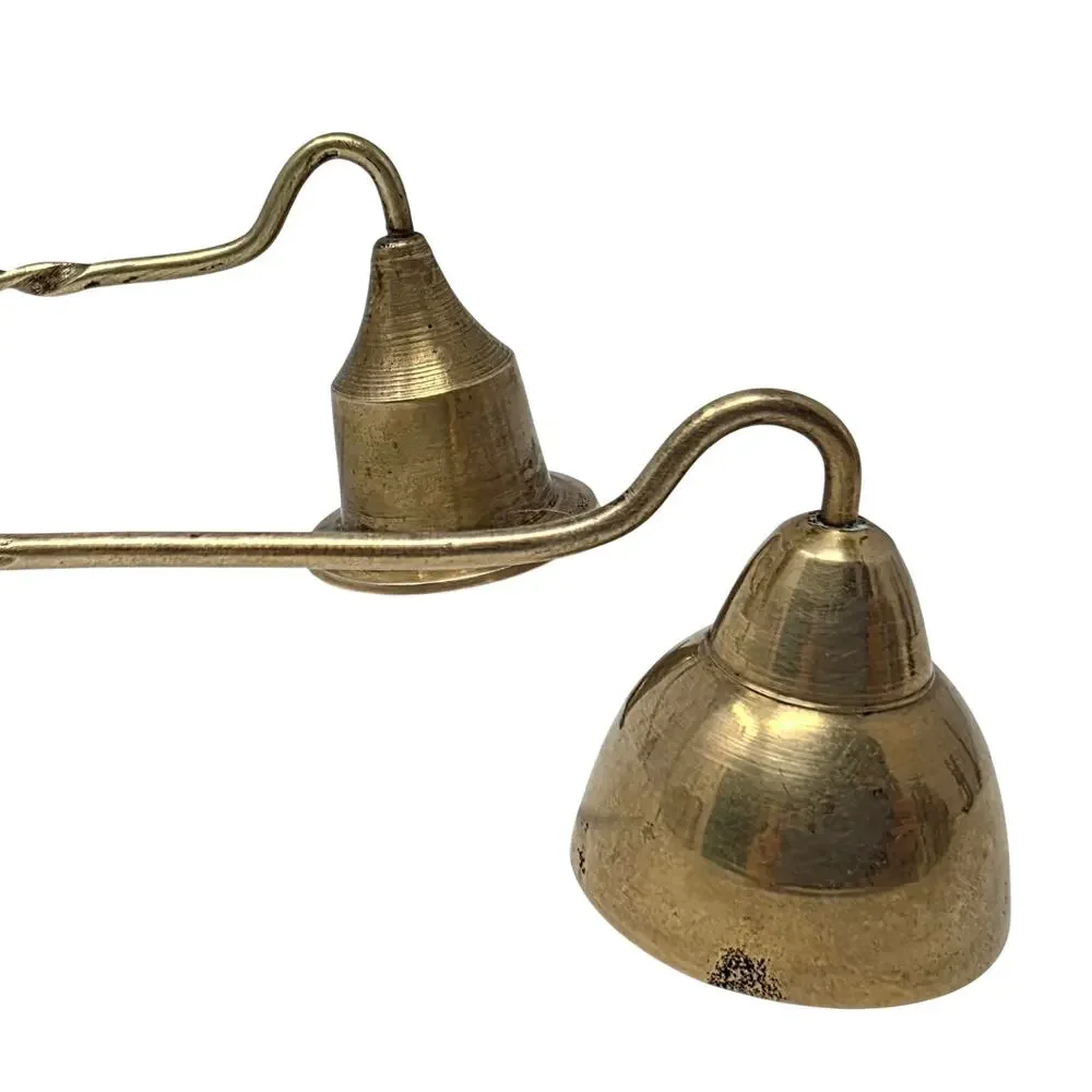 Vintage Brass Candle Snuffer Set Mismatched Pair Twisted Handles Bell Finial